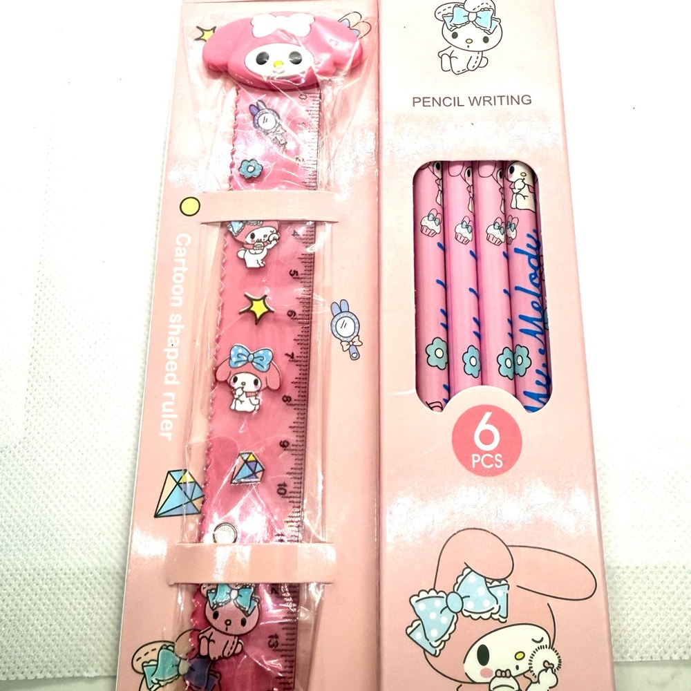 Cute Pink Cartoon Stationery Set